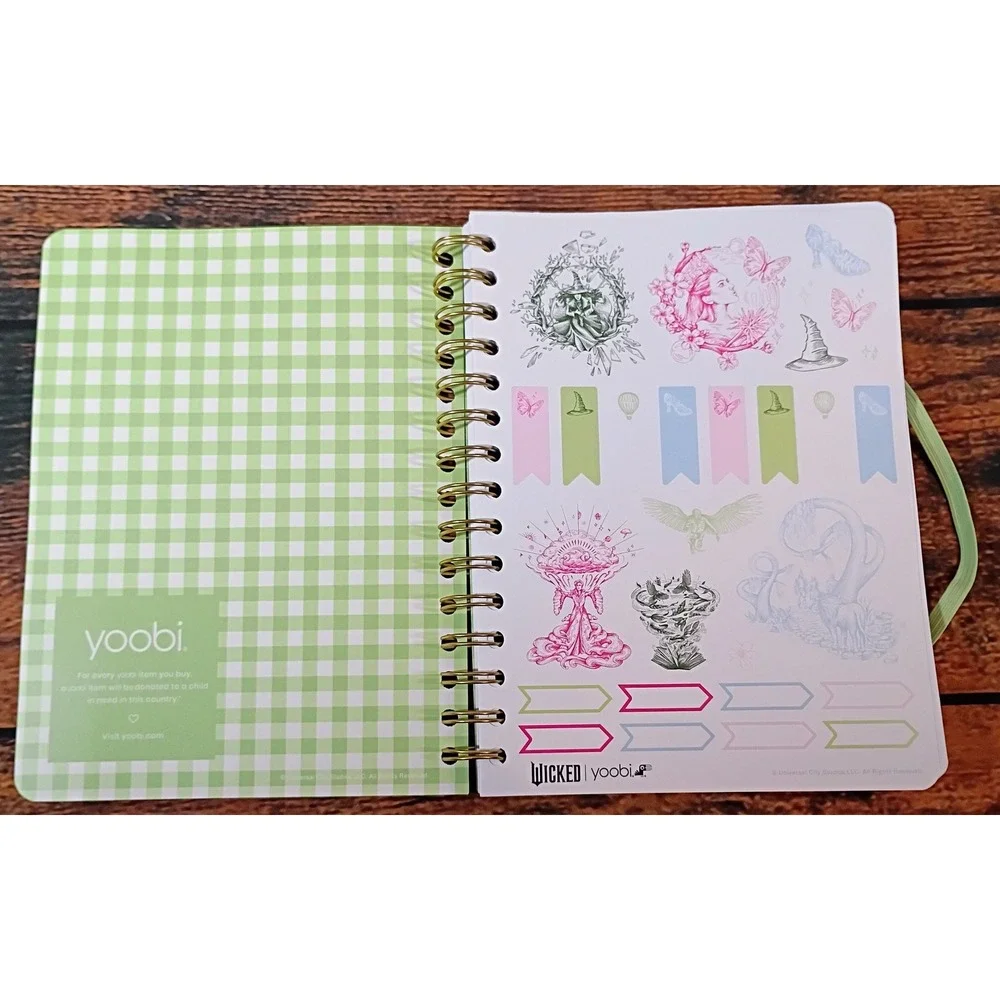 Wicked x Yoobi Katie Kime Spiral Journal Mint Green Gingham Sticker Sheet‎ 6x8
